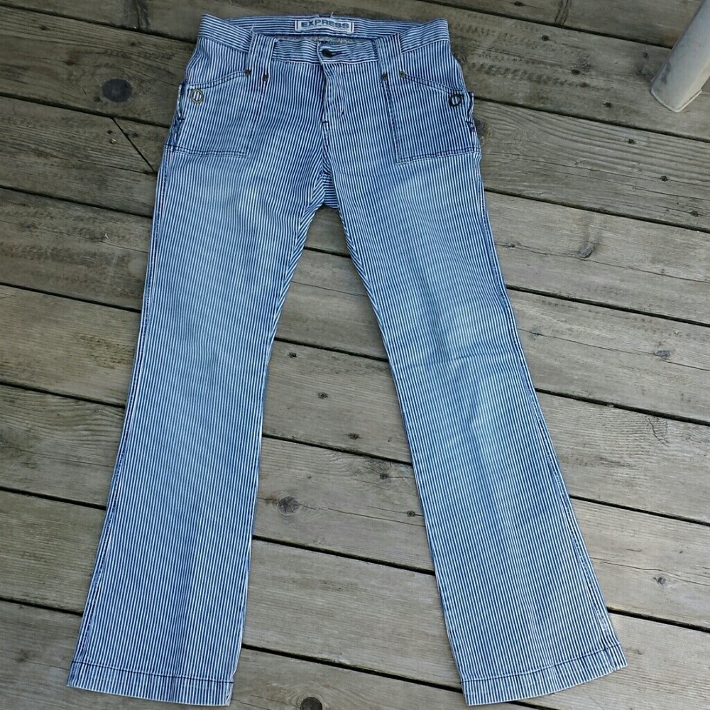💖😁*RARE* EXPRESS BLU&WHT STRIPED CARPENTER JEANS